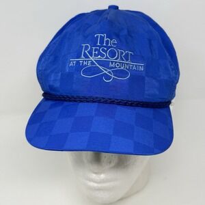 Vintage The Resort At The Mountain Rope Hat‎ Cap Blue Checkered Strap Back USA